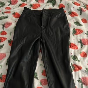 Black leather jeans
